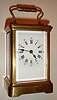 French, brass cased carriage timepiece in a Corniche case with cylinder platform escapement, C.1910