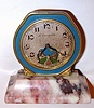 Swiss, "L Escarpolette" 30-hour watch automaton dial of two individuals on a teeter-totter set on a marble base, C. 1910