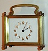 French carriage clock time only in unusual brass case with cylinder platform escapement, c1900 including custom fit felt lined travel case