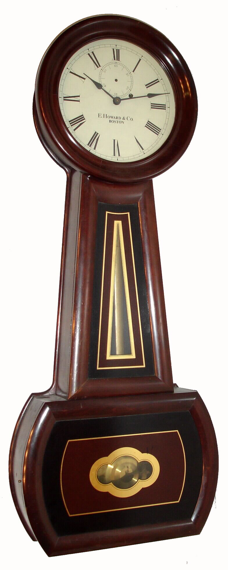 E. Howard and Co., Boston, Mass., "No. 1 Banjo" weight driven time only wall clock, mixed lot, c1880 — Antique Clocks Price Guide