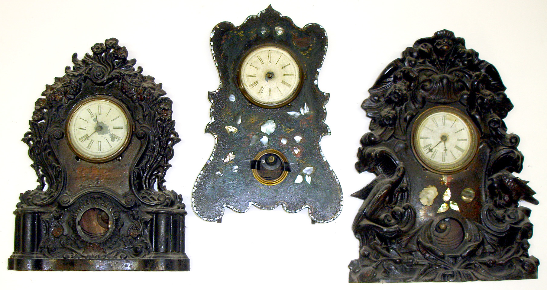 Three large Connecticut 8-day iron fronts Detailed decorative cases. — Antique Clocks Price Guide