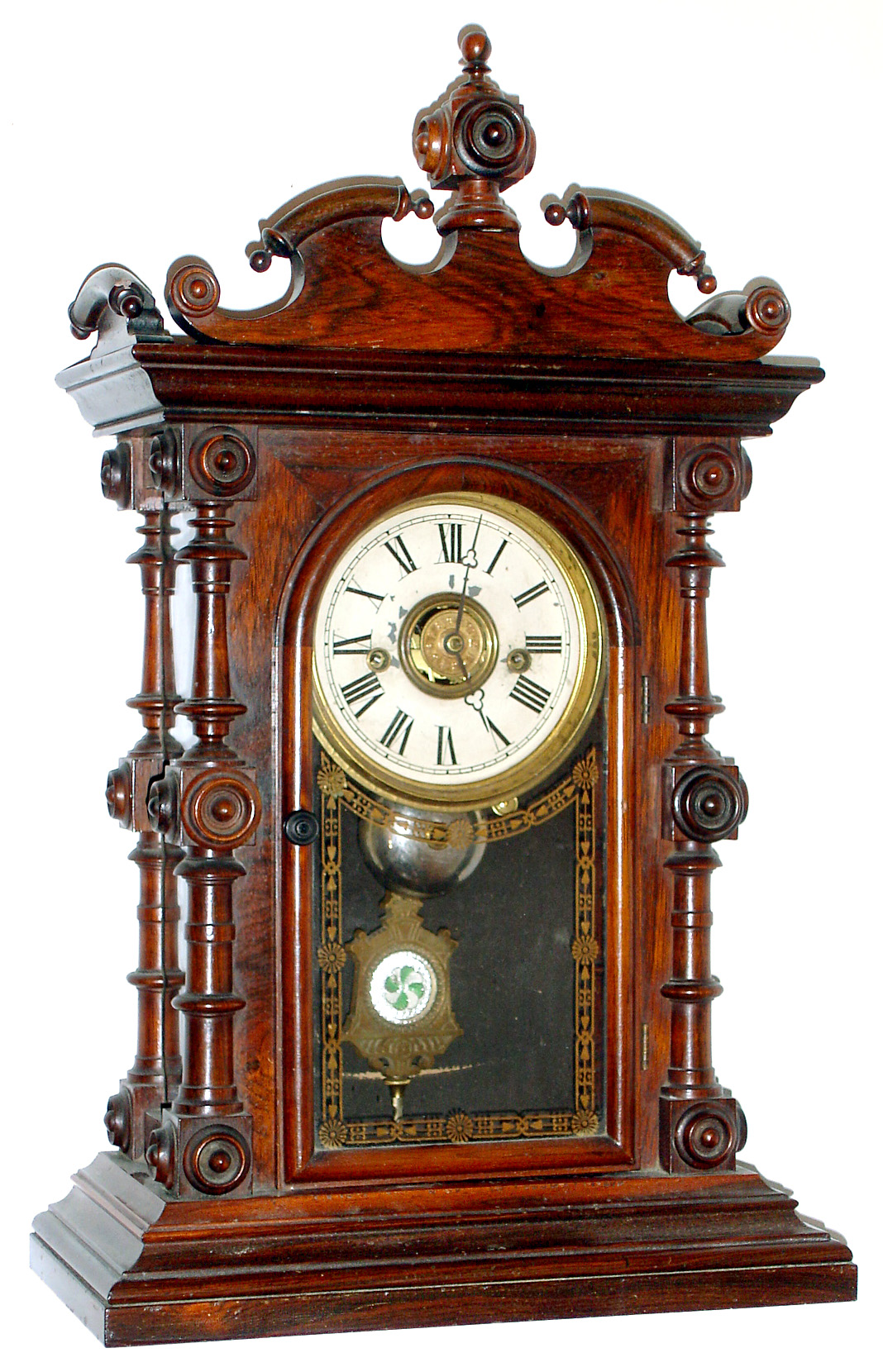 Welch Spring and Co., Forestville, Conn., "Cary VP" 8 day time, strike on bell and alarm spring driven movement in rosewood case, c1880 — Antique Clocks Price Guide