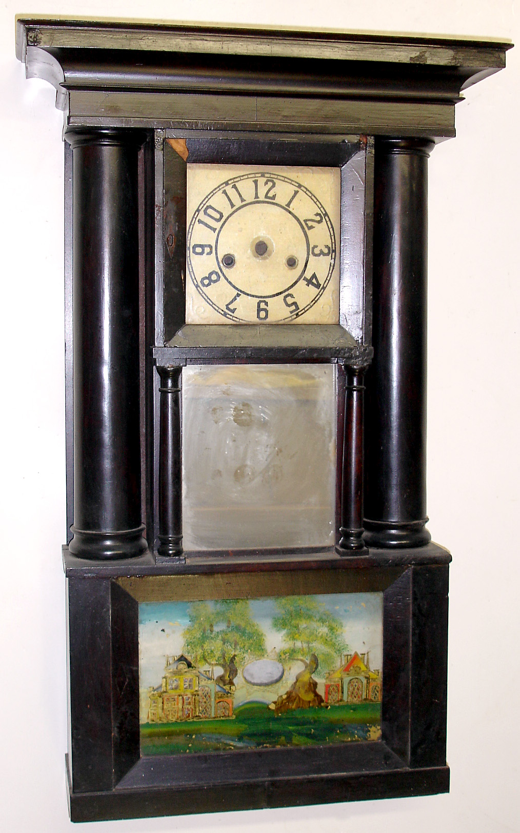 Hollow column and cornice Connecticut shelf clock case (no movement). — Antique Clocks Price Guide