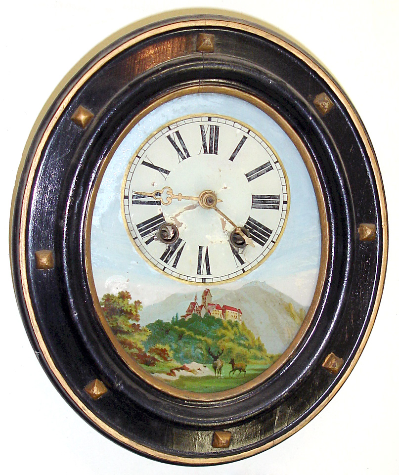 Black Forest oval picture frame 30 hour striking wall clock, c1870. — Antique Clocks Price Guide