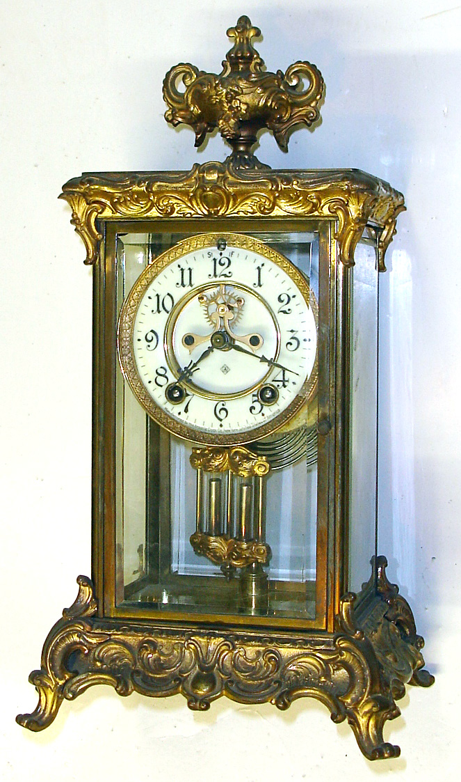 Ansonia "Crown" 8 day striking crystal regulator, c1914. — Antique Clocks Price Guide