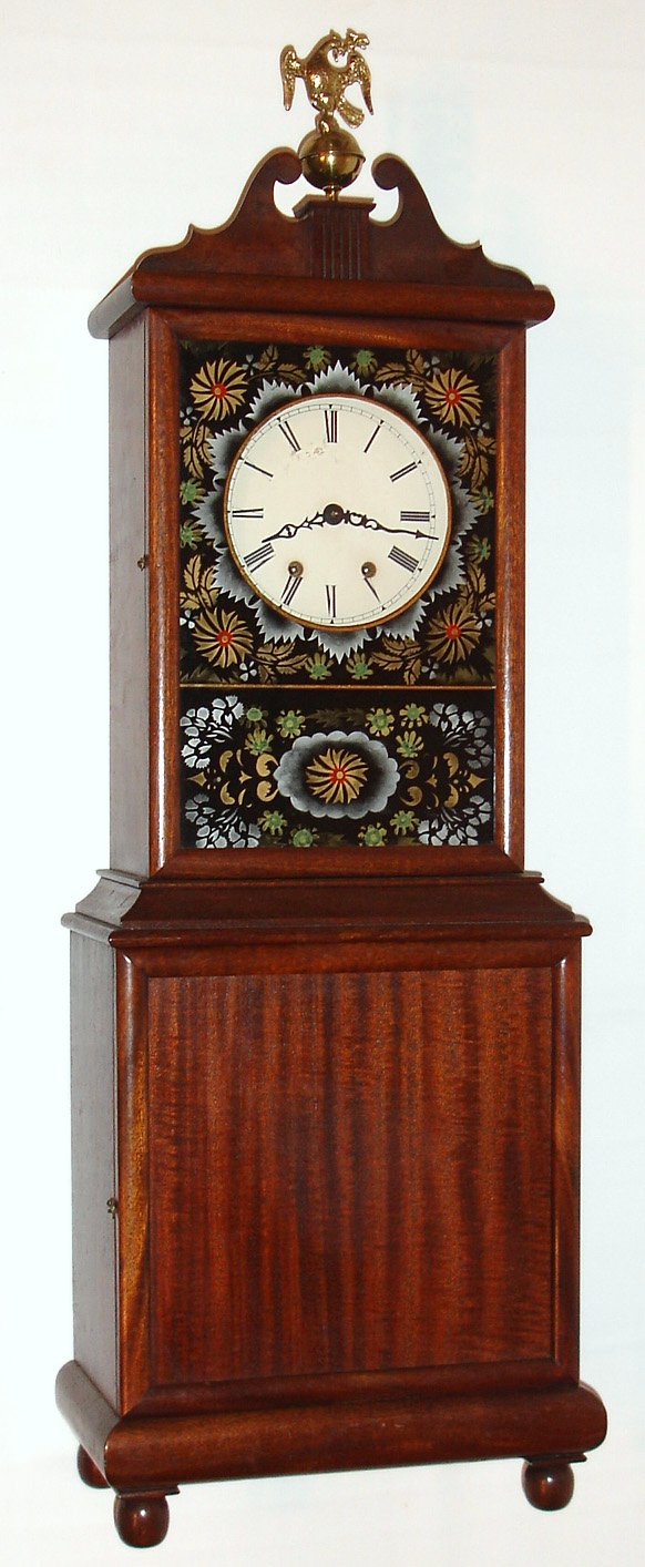 Unknown, contemporary made Mass. shelf copy with an 8 day time/strike "Jauch" German movement — Antique Clocks Price Guide
