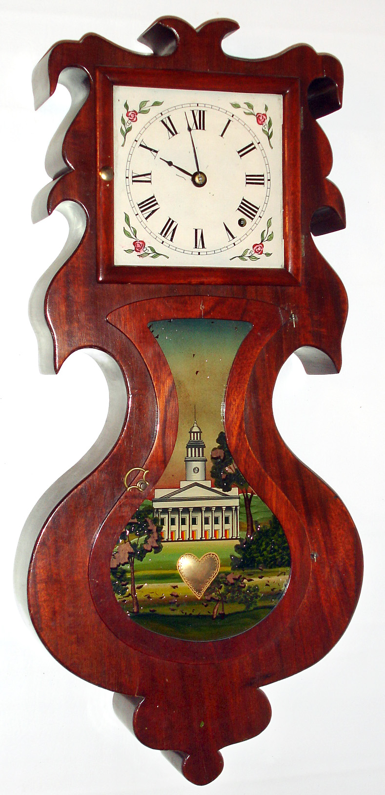 Forestville Mfg. Co., J. C. Brown, 8-day wall acorn or lyre timepiece reproduction. — Antique Clocks Price Guide