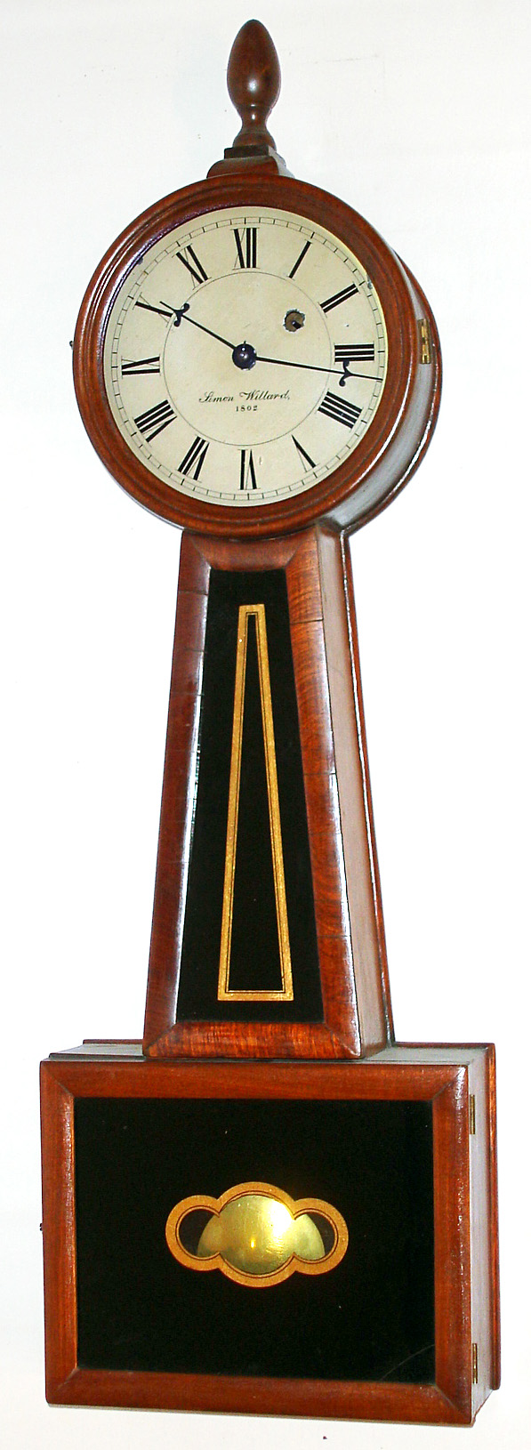 Unknown Massachusetts 8 day weight driven time only banjo timepiece in mahogany case, c1840 — Antique Clocks Price Guide