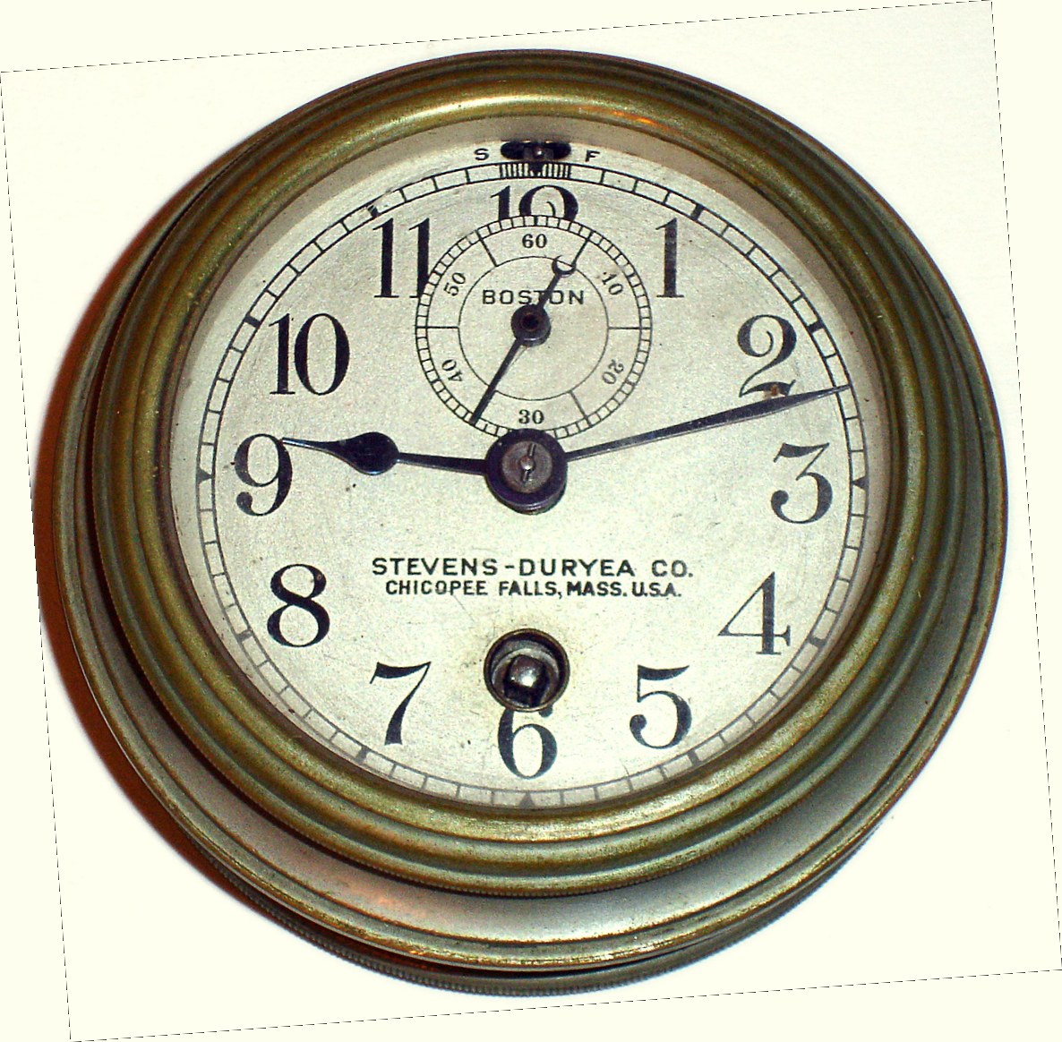 Chelsea Boston Stevens Duryea Co., Chicopee Falls, Mass. 8 day auto clock, c1904. — Antique Clocks Price Guide
