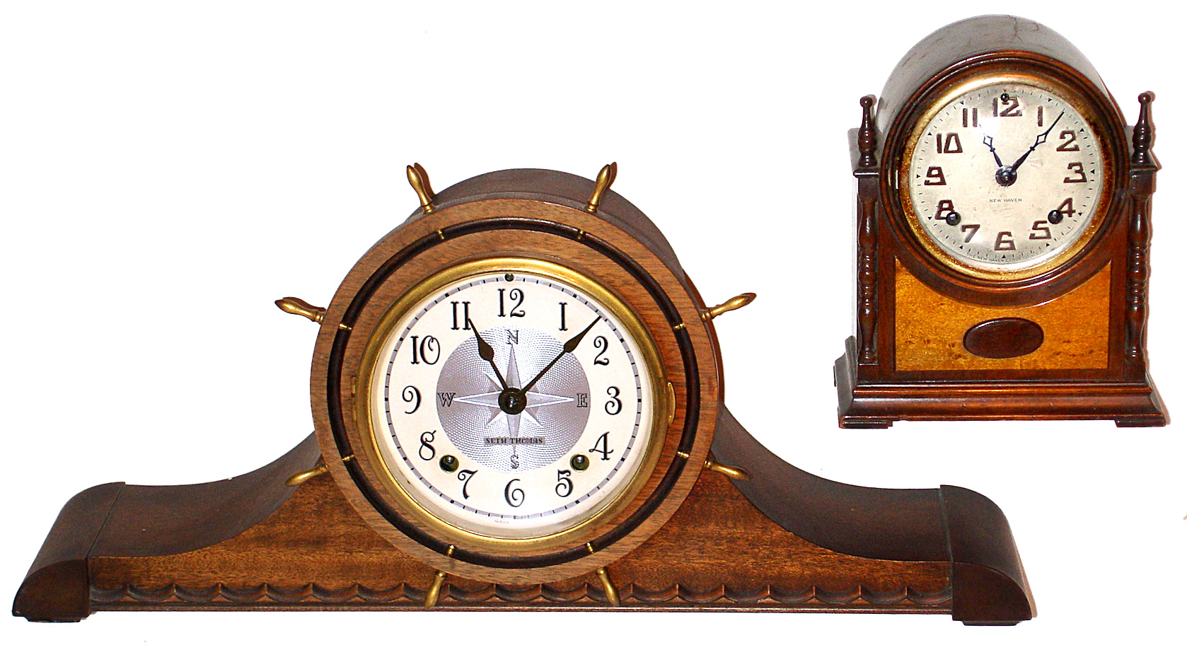 Two 8 day time and strike mahogany Connecticut mantel clocks, 20th century. — Antique Clocks Price Guide