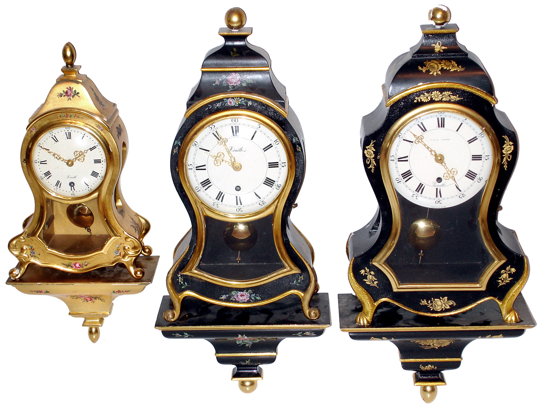 Three Zenith modern 8 day time and strike tandem wind Swiss reproduction Neuchatel bracket clocks. — Antique Clocks Price Guide