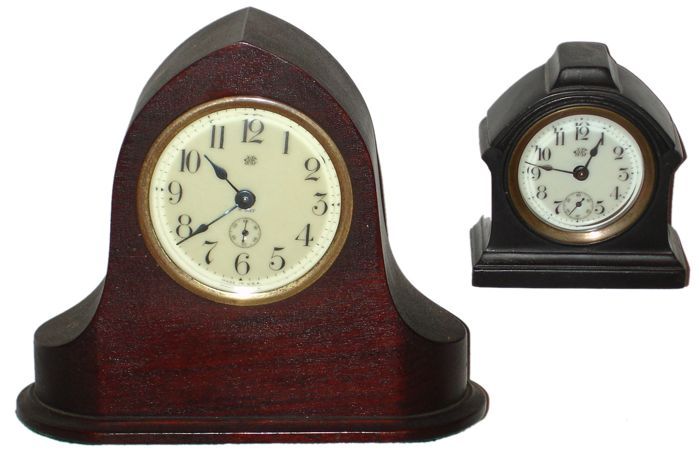 Two Jennings Bros. novelty clocks spring driven, early 20th century — Antique Clocks Price Guide