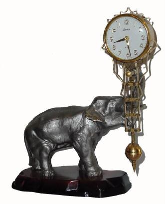 Elephant swinger reproduction shelf clock made in Japan by Seikosha, c1960 — Antique Clocks Price Guide