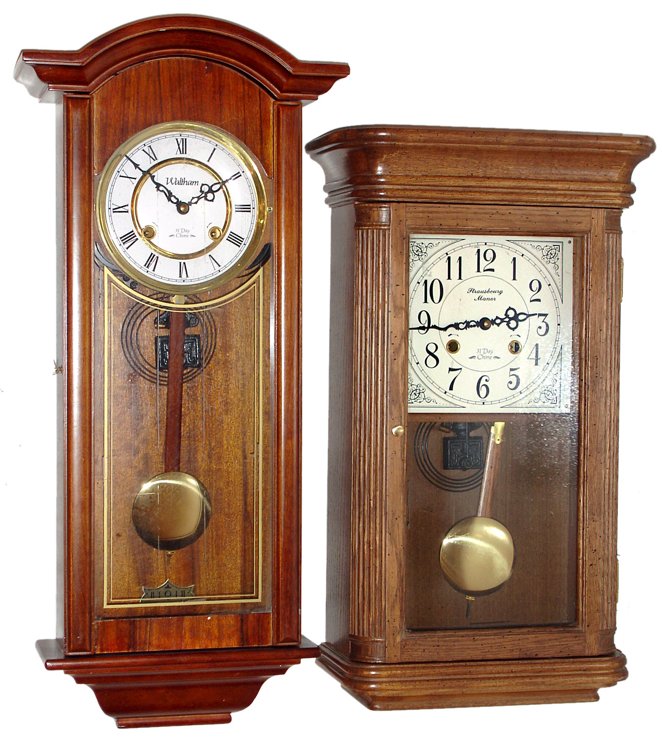 Two Korean 31 day modern reproduction time and strike wall clocks, late 20th century. — Antique Clocks Price Guide
