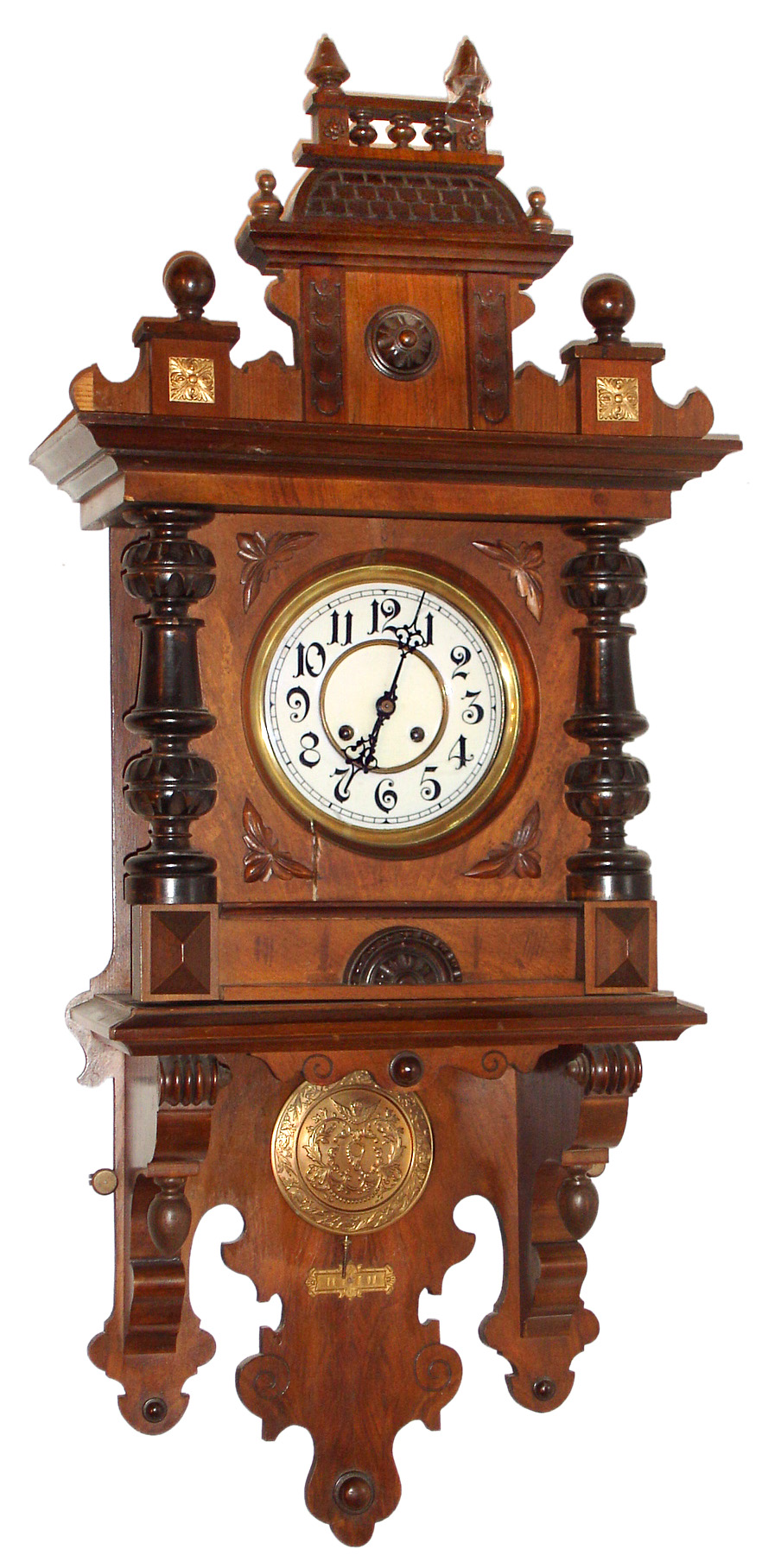 Jasser, Liegnitz/Silesia, German free swinger walnut time and strike 8 day wall clock, c1880 — Antique Clocks Price Guide