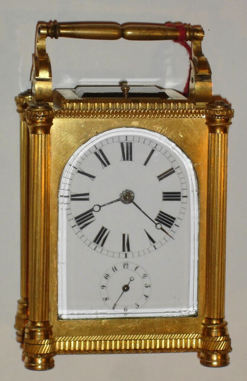 Austrian, brass cased carriage clock, Grand Sonnerie and repeat on gongs, 1-day, with alarm, C.1850. — Antique Clocks Price Guide
