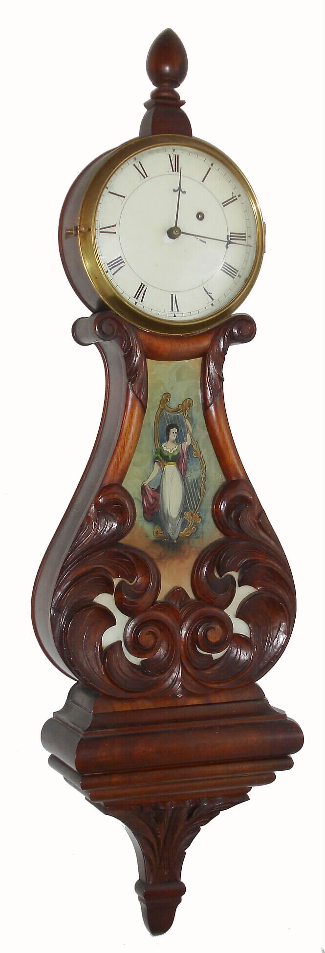 Massachusetts, unsigned lyre banjo with a movement from a Howard No. 70. movement circa 1900, and case circa 1970. Well made case in the style of Lemuel Curtis. — Antique Clocks Price Guide