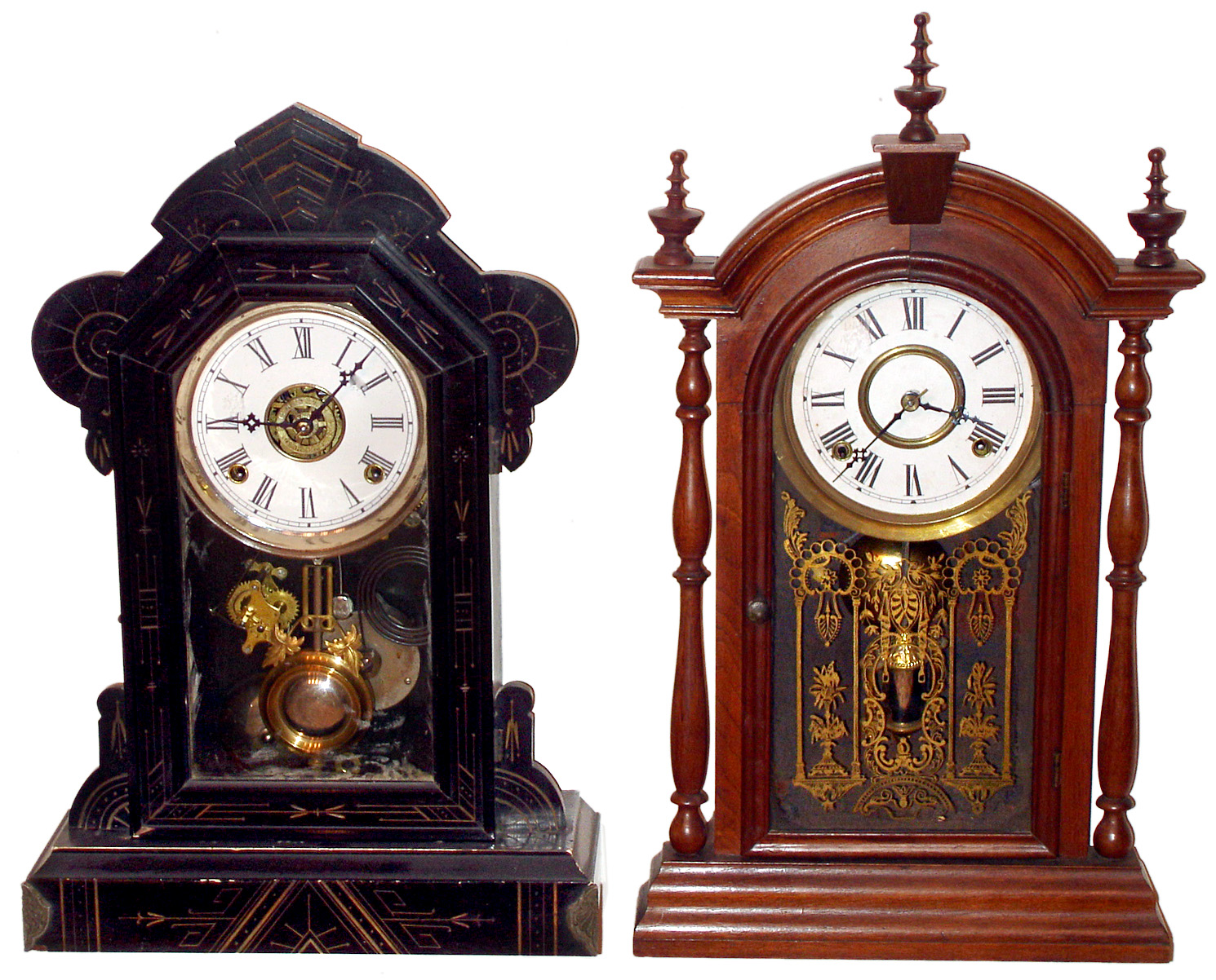 Two good Connecticut 8 day time and strike parlor clocks, c1875. — Antique Clocks Price Guide
