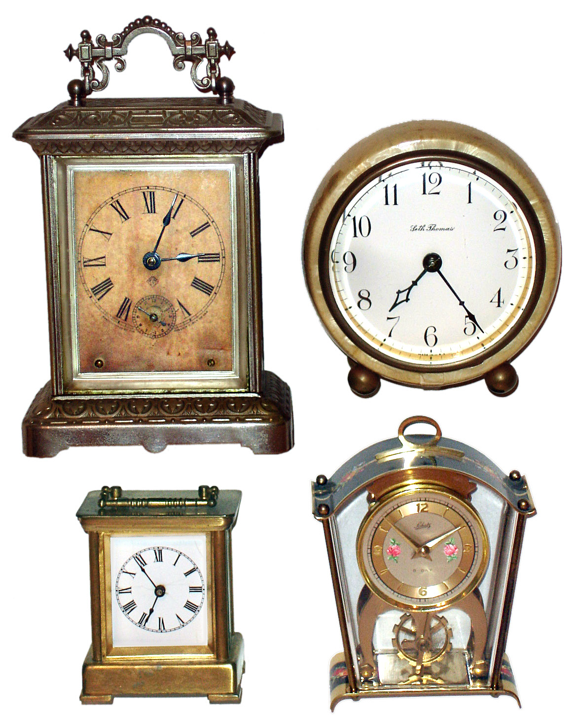 Four small desk and carriage clocks, c. 20th century — Antique Clocks Price Guide
