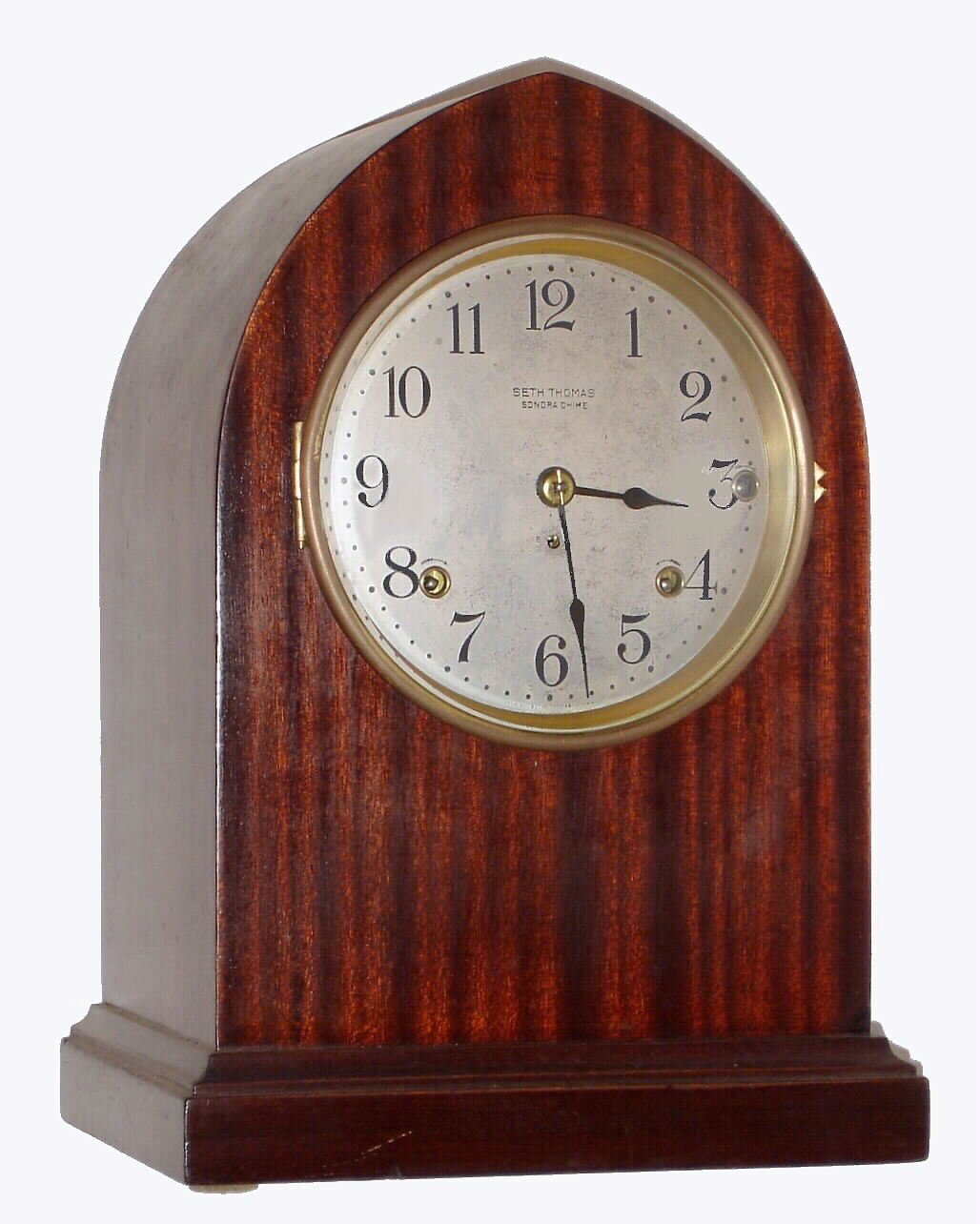Seth Thomas Clock Co., Thomaston, Conn., "Sonora Chime" 5 bell 8 day mahogany mantel clock, c1911 — Antique Clocks Price Guide