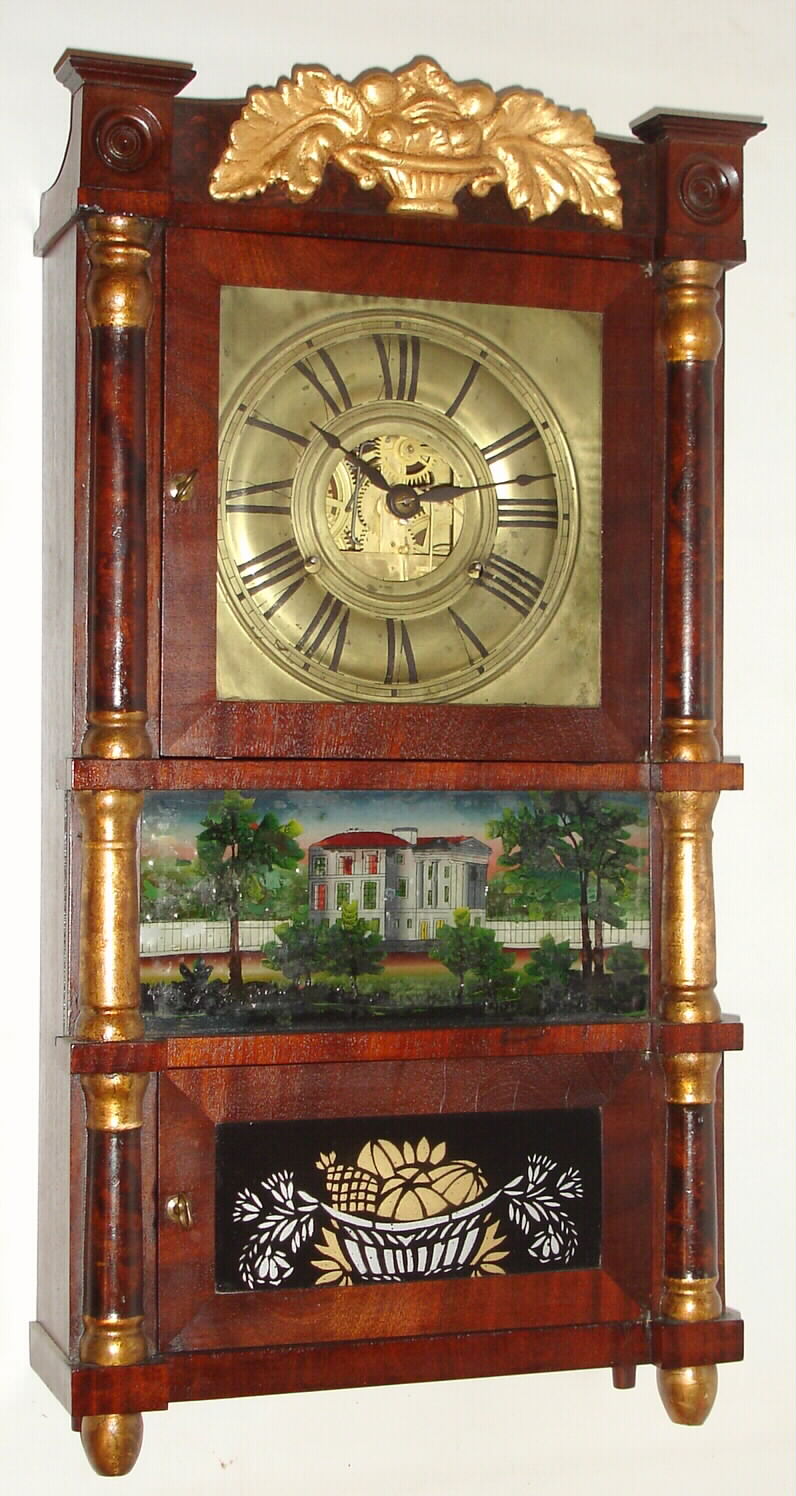 Birge, Mallory and Co., 30-hour time/strike miniature triple-decker shelf clock. c.1843 — Antique Clocks Price Guide