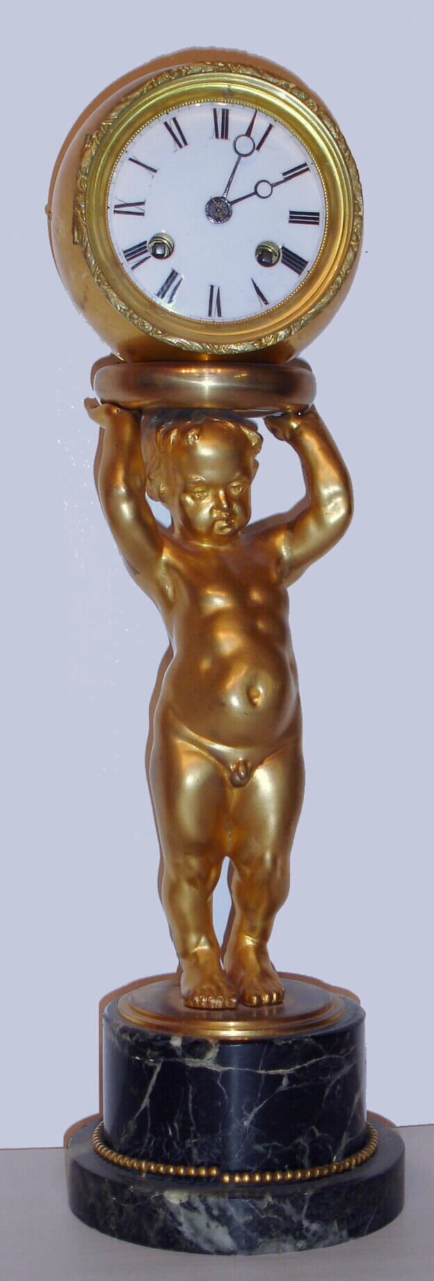 French, 8 day lever movement time/strike gilt figural mantel clock, c1900 — Antique Clocks Price Guide