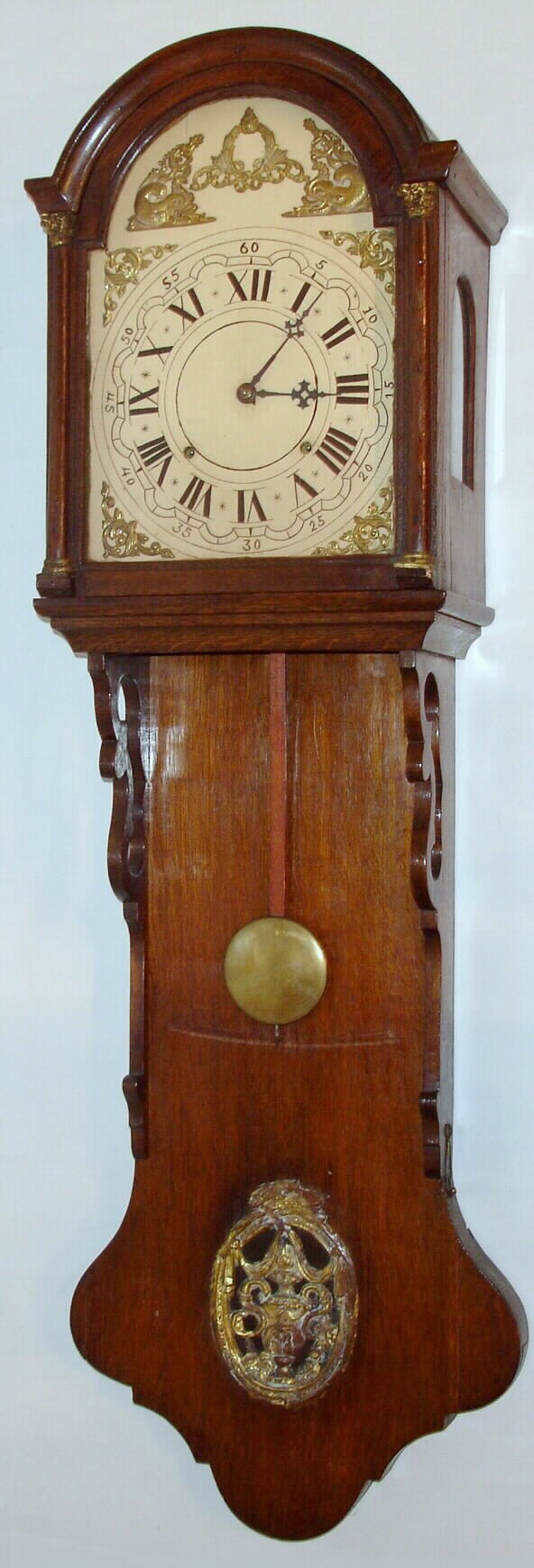 Dutch Staartklok case now fitted with an 8 day time and strike spring movement from a regulator clock, c1970 — Antique Clocks Price Guide