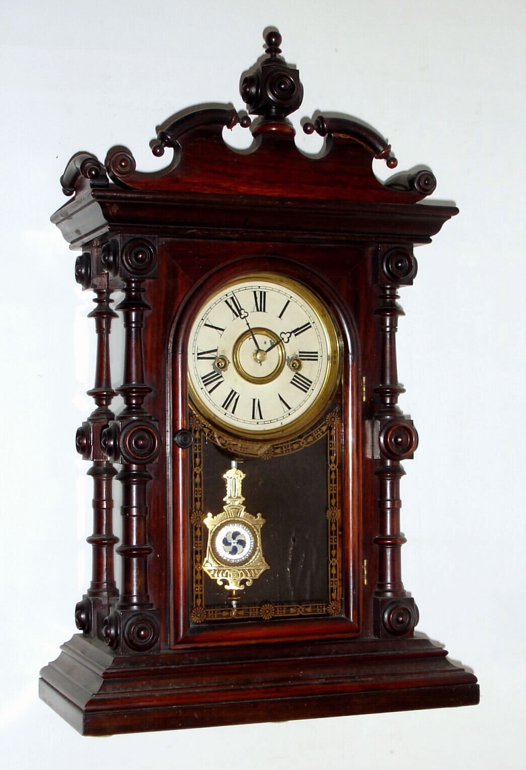 Welch, Spring and Co., Forestville, Conn., "Cary V.P.", 8 day time and strike mantel clock in rosewood and rosewood veneer case, c1880 — Antique Clocks Price Guide
