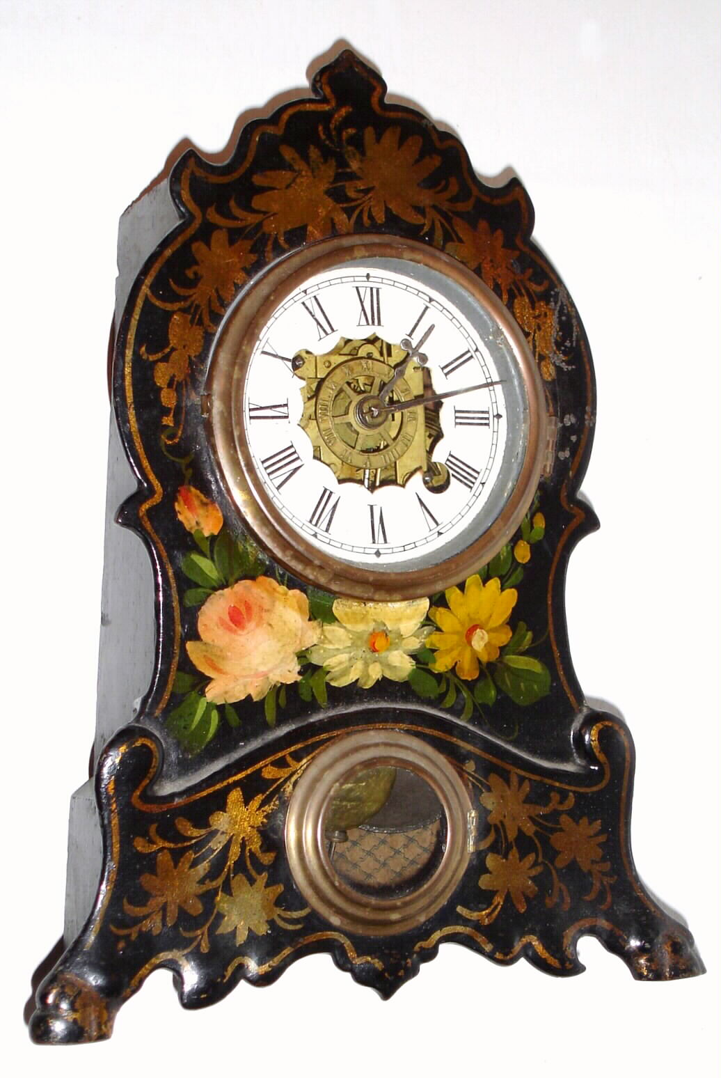 Noah Pomeroy, 30 hour time and alarm iron front spring driven timepiece, c1840 — Antique Clocks Price Guide