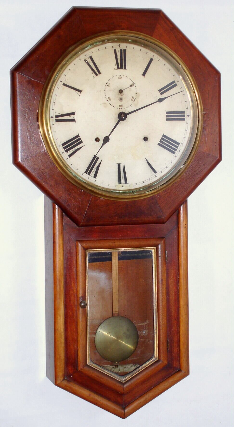 Seth Thomas Clock Co., Thomaston, Conn., "World" mahogany 8 day time and strike spring driven long drop clock, c1905 — Antique Clocks Price Guide