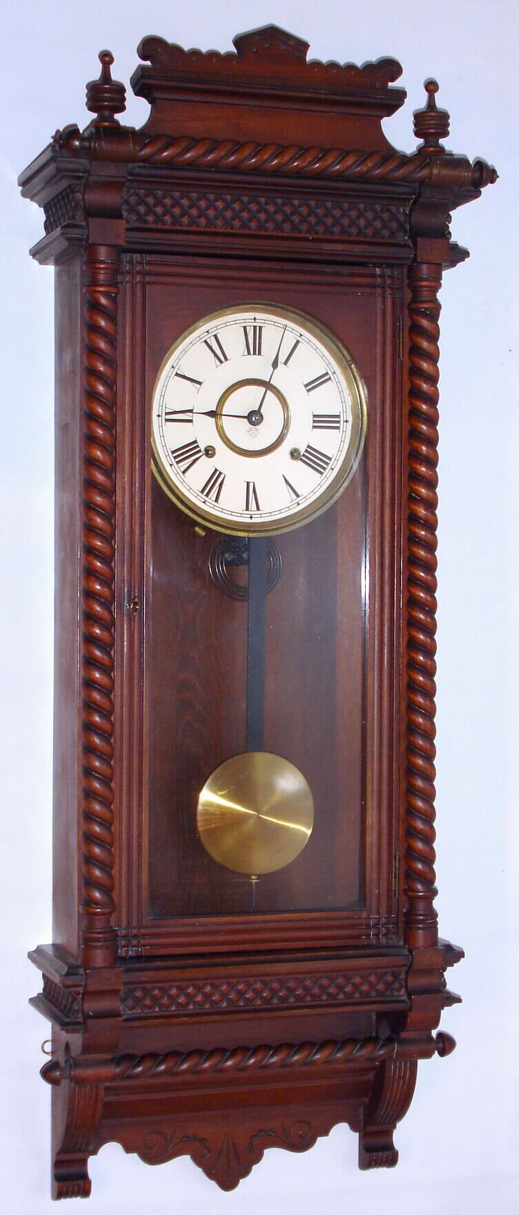 Ansonia Clock Co., "Queen Charlotte", 8 day time and strike wall clock, c1900 — Antique Clocks Price Guide