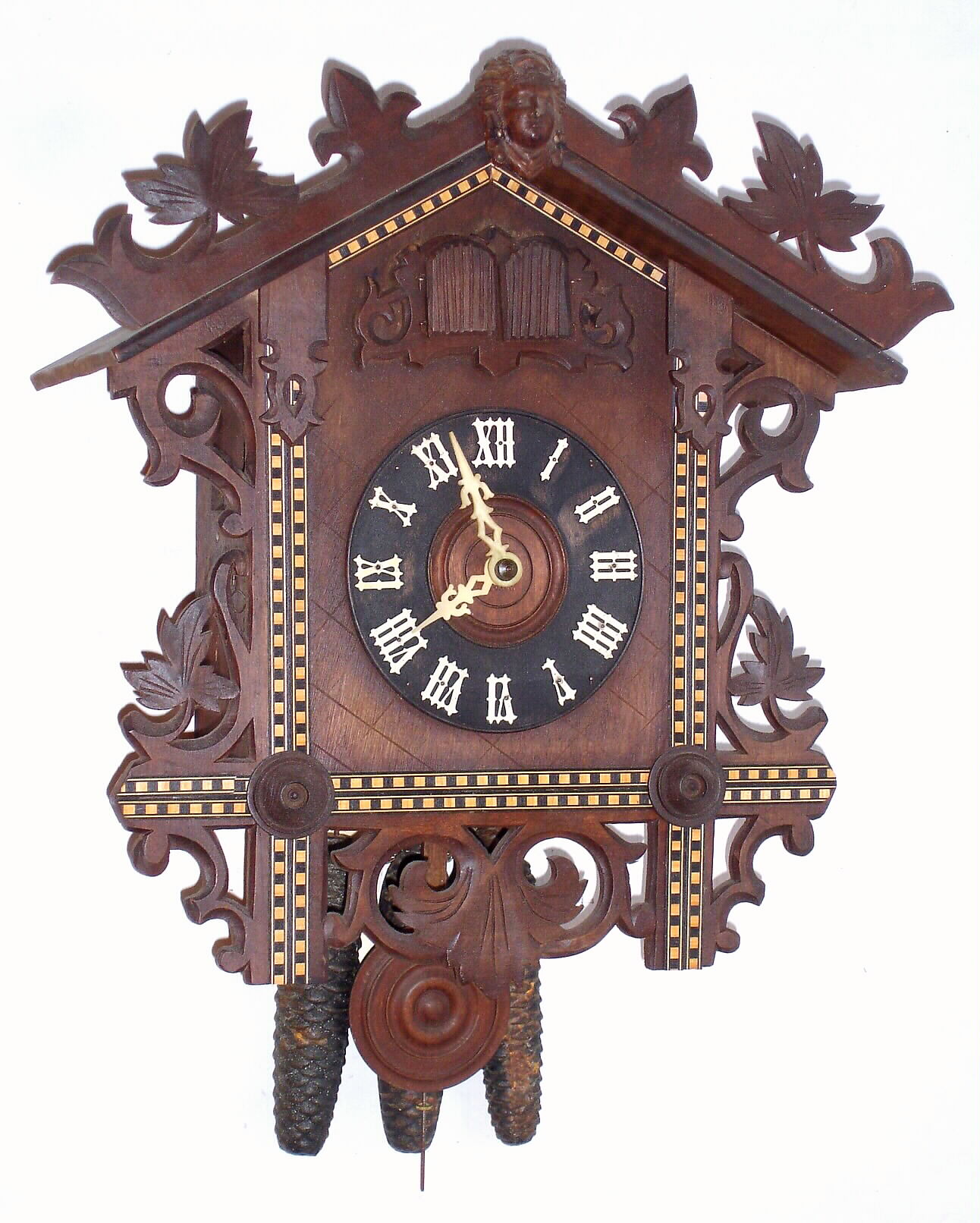 German Black Forest cuckoo and quail 3 weight 3 hour inlaid wall clock, c1900. — Antique Clocks Price Guide