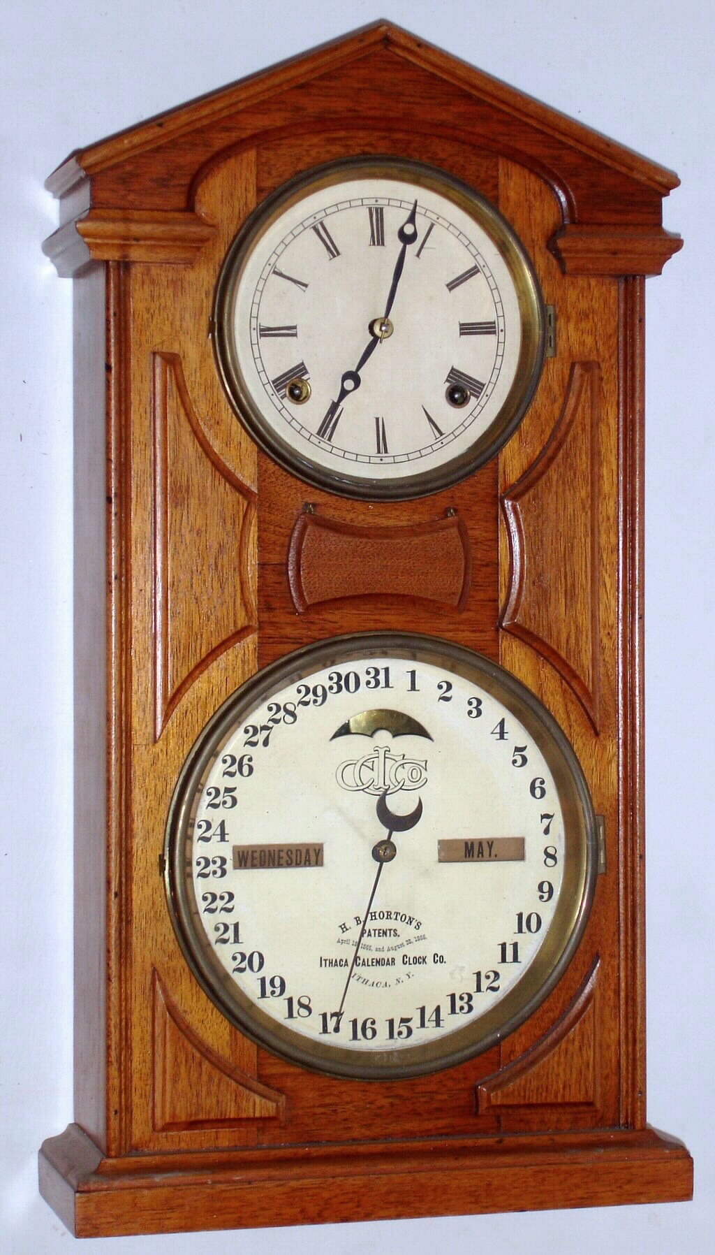 Ithaca Calendar Clock Co., Ithaca, NY "No. 7 Shelf Cottage" 8 day time and strike walnut shelf clock, c1874 — Antique Clocks Price Guide
