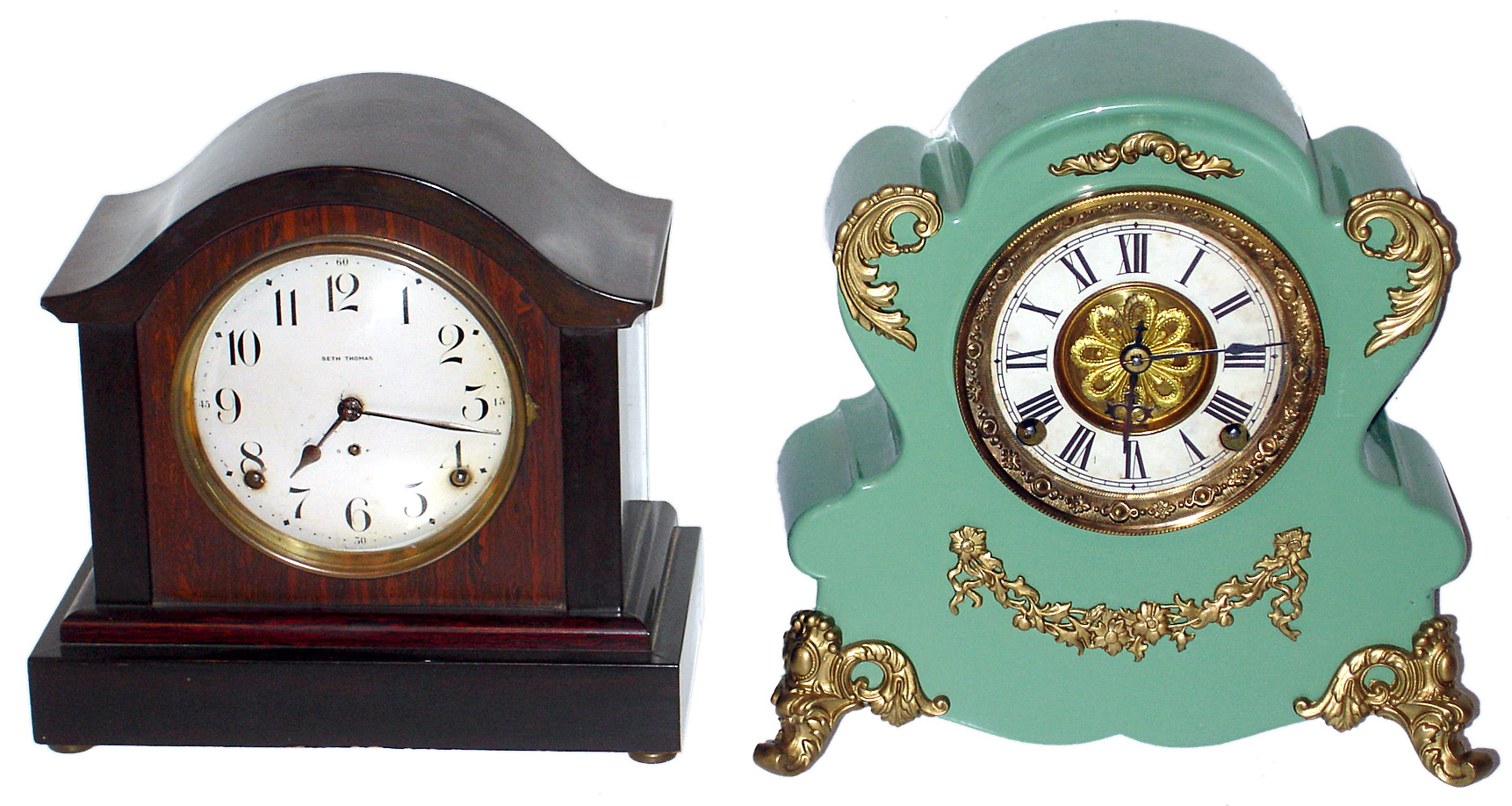 Two American 8 day time and strike mantel clocks, Kroeber and Seth Thomas. — Antique Clocks Price Guide