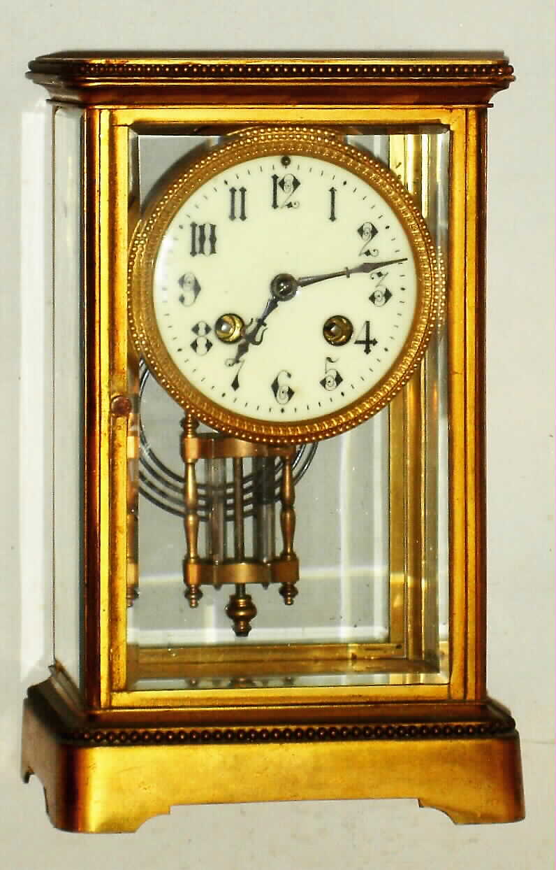 French brass and glass 8 day time and strike crystal regulator, c1900. — Antique Clocks Price Guide