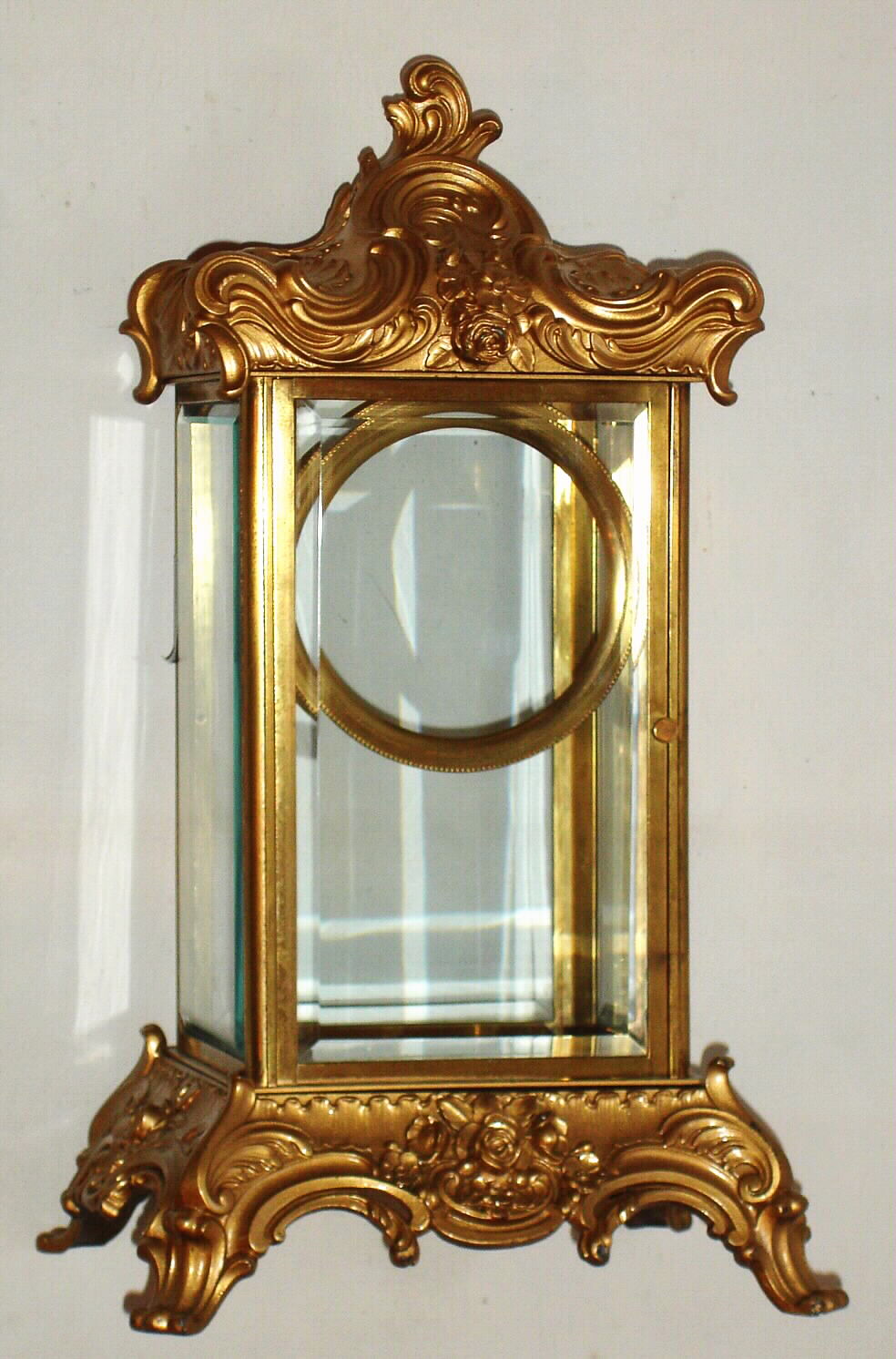 Ansonia Zenith cast-metal and beveled glass crystal regulator case (no works or gong), c1914. — Antique Clocks Price Guide