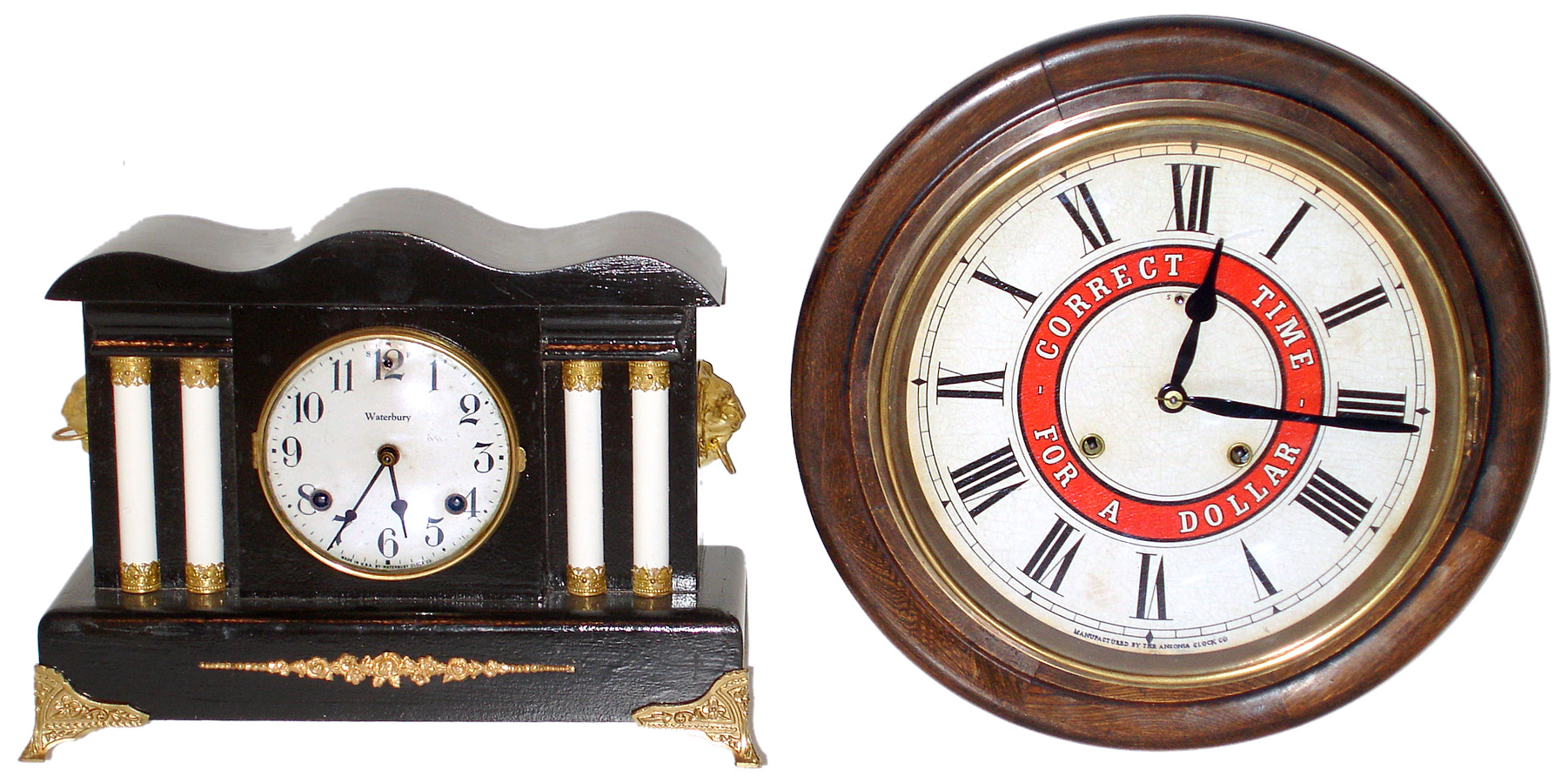Two American 8 day time and strike wooden cased clocks, early 20th century — Antique Clocks Price Guide