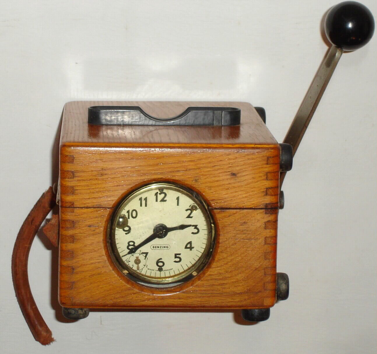 Benzing, German, oak cased pigeon-timing clock, 20th century. — Antique Clocks Price Guide