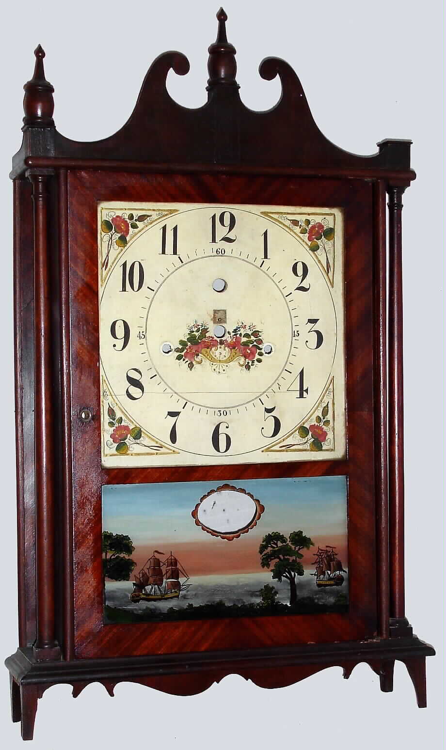 Eli Terry pillar and scroll clock case and open escapement dial, c1830 — Antique Clocks Price Guide