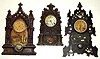 Three large 8-day Connecticut iron fronts Mostly complete cases and movements. Smallest has "C. Jerome" dial.