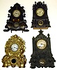 Four American iron fronts All with inside paper labels: Kutztown PA overpaste, American Clock Co., Crosby and Vosburgh and Nicholas Muller -- tallest at 19" high.