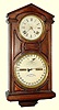 Ithaca Calendar Clock Co., Ithaca, NY, "Hanging Cottage No. 7" double dial calendar wall clock with 30 day time only double spring driven movement in walnut case, c1875