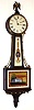 Waltham Watch Co., Waltham, Mass., presentation banjo wall clock with 8 day time only weight driven movement in mahogany case with rope front molding and painted metal dial, c1930