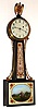 Chelsea Clock Company, Boston, banjo wall clock 8 day time only weight driven movement in plain front mahogany case with enameled metal dial, c1927