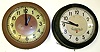 Two large Self Winding Clock Co. metal case gallery clocks. Pendulum movements wound electrically with twin dry cells every hour. One with Western Union dial, leased by this company for the distribution of standard time. 14" dials.