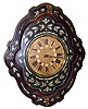 French Morbier 8 day painted wood wall "bakery" clock, c1890.