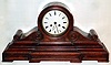 French burl veneer tambour 8 day mantel clock, c1890.