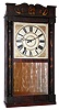 Henry Hart, Goshen, Conn. 30 hour wooden works stenciled column and splat mirror shelf clock, c1833.