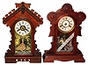 Two mahogany 30 hour time and strike Connecticut kitchen clocks, late 19th century.