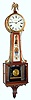 E. Howard and Co., Boston, Mass. "Banjo No. 95" retailed by Bigelow, Kennard and Co. with 8 day time only weight driven nickel plated movement in mahogany case with reverse painted throat glass and painted metal dial, c1925